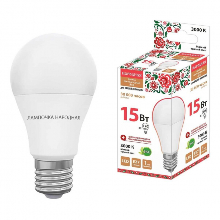 Лампа светодиодная TDM Electric Народная E27 15W 3000K матовая SQ0340-1514