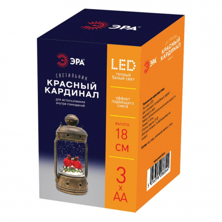 Светодиодная новогодняя фигура ЭРА ENGDS-12 Красный кардинал 1 LED Б0051944