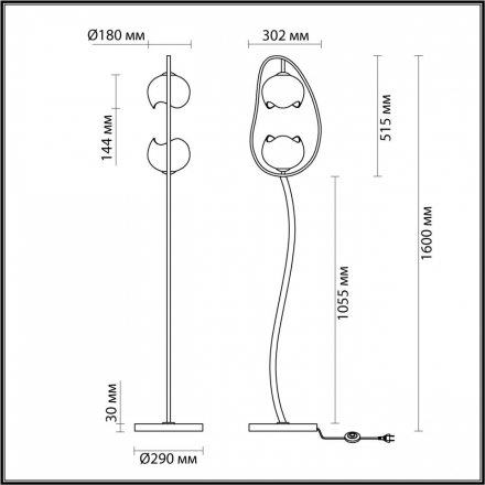 Торшер Odeon Light Modern Waterlily 4873/2F