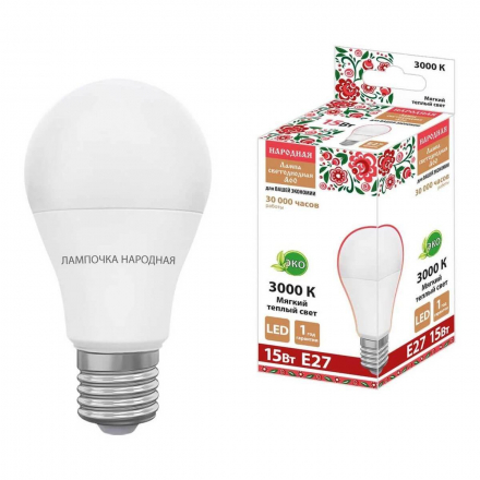 Лампа светодиодная TDM Electric Народная E27 15W 3000K матовая SQ0340-1632