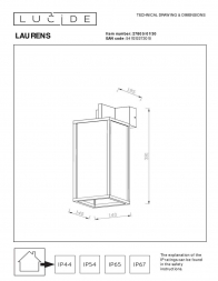 Уличный настенный светильник Lucide Laurens 27805/01/30