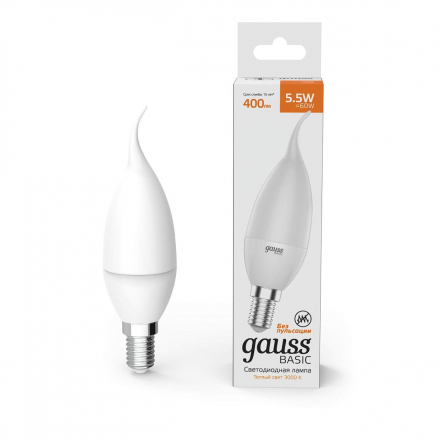 Лампа светодиодная Gauss E14 5,5W 3000К матовая 1034116