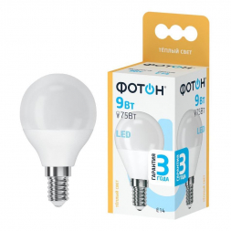 Лампа светодиодная Фотон E14 9W 3000K матовая 24014