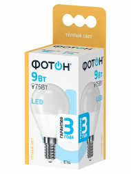 Лампа светодиодная Фотон E14 9W 3000K матовая 24014