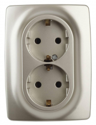 Розетка ЭРА 12 2x2P E Schuko со шторками 16A 250V 12-2108-04 Б0036445