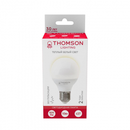 Лампа светодиодная Thomson E27 10W 3000K шар матовая TH-B2041