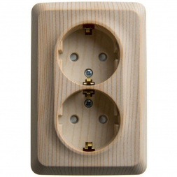 Розетка угловая двойная 2К+З Schneider Electric Этюд 16A 250V со шторками сосна PA16-108D