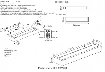 Настенный светодный светильник Crystal Lux CLT 028W700 BL
