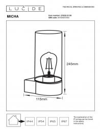 Уличный настенный светильник Lucide Micha 27838/01/30