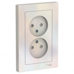 Розетка двойная 2К Schneider Electric AtlasDesign 16A 250V со шторками жемчужная ATN000422