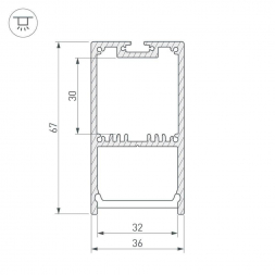 Профиль с рассеивателем Arlight SL-LINE-3667-2500 BLACK+OPAL 027987
