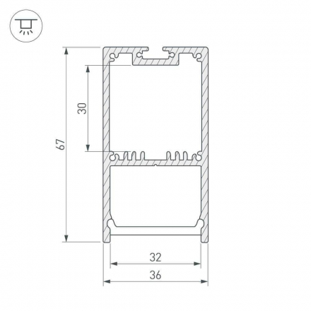 Профиль с рассеивателем Arlight SL-LINE-3667-2500 BLACK+OPAL 027987