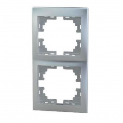 Рамка 2-ая вертикальная Lezard Mira серебро 701-1000-152