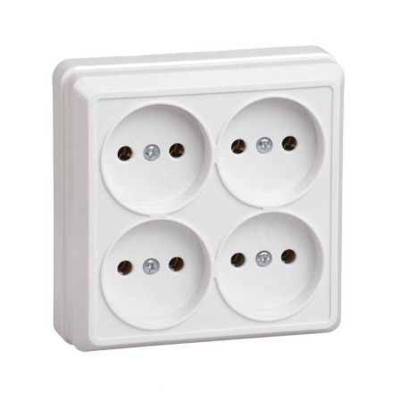 Розетка четырехместная 2P IEK Oktava белая ERO40-K01-10-DC