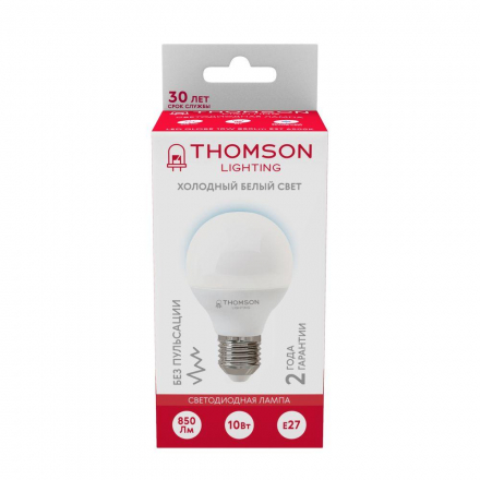 Лампа светодиодная Thomson E27 10W 6500K шар матовая TH-B2320
