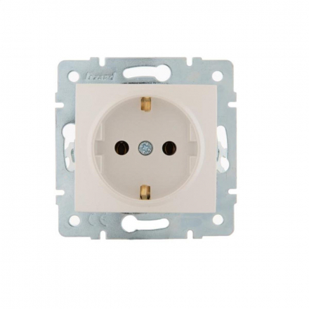 Розетка с зазем. Lezard Karina белый жемчуг 707-3088-122