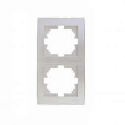 Рамка 2-ая вертикальная Lezard Rain белый жемчуг 703-3030-152