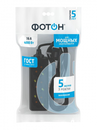 Удлинитель Фотон 3гн х 5м с/з 16-53Е 22724