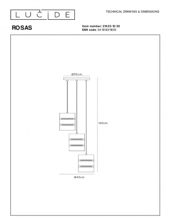 Подвесная люстра Lucide Rosas 21433/13/30