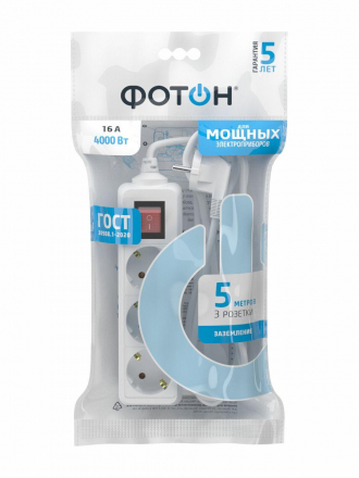 Удлинитель Фотон 3гн х 5м с/з 16-53ЕS 24753