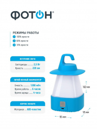 Кемпинговый светодиодный фонарь Фотон аккумуляторный 160х95 220 лм СA-600 23811