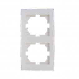 Рамка 2-ая вертикальная Lezard Rain белая с бок. вст. хром 703-0225-152