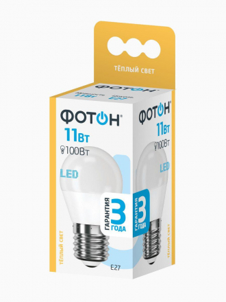 Лампа светодиодная Фотон E27 11W 3000K матовая 24007