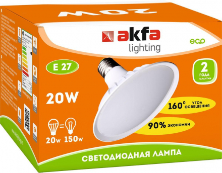 Лампа светодиодная Akfa Lighting E27 20W 6500K матовая FLUFO200065A