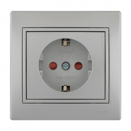 Розетка с защитой от детей Lezard Mira серебро 701-1010-124B