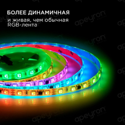 Светодиодная влагозащищенная лента Apeyron 14,4W/m 60Led/m 5050SMD разноцветная 2M 84ЦЛ