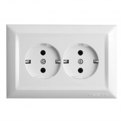 Розетка двойная 2P+E Vesta-Electric Roma белый F00050200BEL