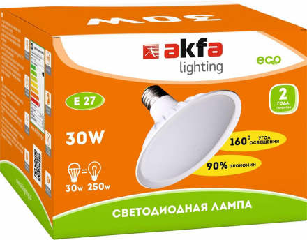 Лампа светодиодная Akfa Lighting E27 30W 6500K матовая FLUFO300065A