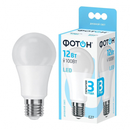 Лампа светодиодная Фотон E27 12W 4000K матовая 22827