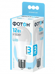 Лампа светодиодная Фотон E27 12W 4000K матовая 22827