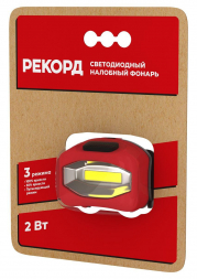 Налобный светодиодный фонарь Рекорд от батареек 45х35 150 лм SH-350 23173