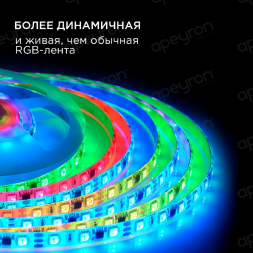 Светодиодная влагозащищенная лента Apeyron 14,4W/m 60Led/m 5050SMD разноцветная 5M 85ЦЛ