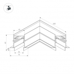 Коннектор угловой для магнитного шинопровода Arlight MAG-CON-4560-FDW-L90 (BK) 034681
