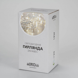 Светодиодная гирлянда Ardecoled занавес 230V разноцветный ARD-Curtain-Home-2000X2500-Clear-300Led RGB 024833