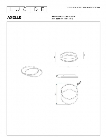 Потолочный светодиодный светильник Lucide Axelle 44112/24/30