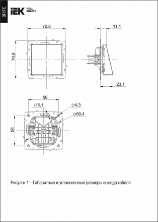 Вывод кабеля IEK Brite МВ10-БрБ белый BR-VK10-0-K01