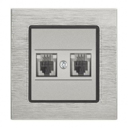 Розетка телефонная двойная Vesta-Electric Exclusive Silver Metallic серебро FRZMT040002SER