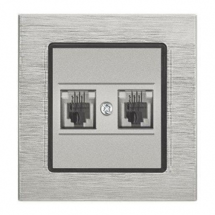 Розетка телефонная двойная Vesta-Electric Exclusive Silver Metallic серебро FRZMT040002SER