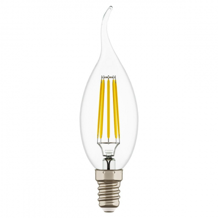 Лампа светодиодная филаментная Lightstar LED Filament Е14 6W 4000K свеча на ветру прозрачная 933604