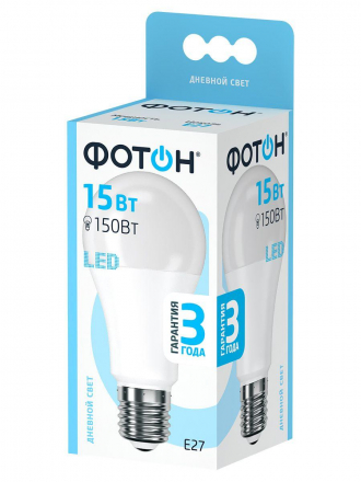 Лампа светодиодная Фотон E27 15W 4000K матовая 22629