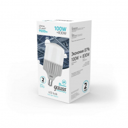 Лампа светодиодная Gauss E40 100W 4000K матовая 63420