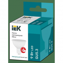 Лампа светодиодная IEK GU5.3 9W 4000K матовая LLE-MR16-9-230-40-GU5