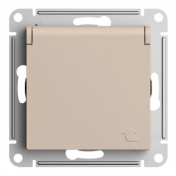 Розетка 2К+З Schneider Electric AtlasDesign 16A 250V со шторками и крышкой песочный ATN001246