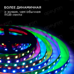 Светодиодная лента Apeyron 14,4W/m 60Led/m 5050SMD разноцветная 5M 83ЦЛ