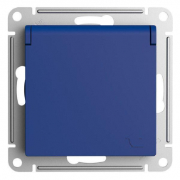 Розетка 2К+З Schneider Electric AtlasDesign 16A 250V со шторками и крышкой аквамарин ATN001146