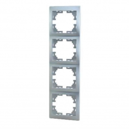 Рамка 4-ая вертикальная Lezard Mira серебро 701-1000-154